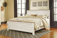 Willowton California King Panel Bed with Mirrored Dresser and 2 Nightstands Huntsville Furniture Outlet