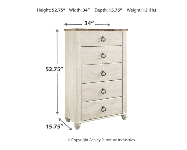 Willowton Five Drawer Chest Huntsville Furniture Outlet