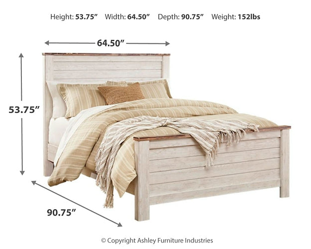 Willowton Queen Panel Bed with 2 Nightstands Huntsville Furniture Outlet