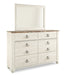 Willowton Queen Panel Bed with Mirrored Dresser Huntsville Furniture Outlet