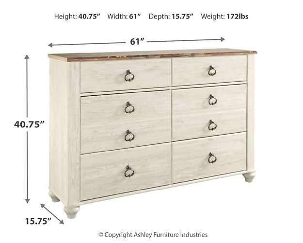 Willowton Six Drawer Dresser Huntsville Furniture Outlet