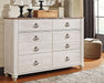 Willowton Six Drawer Dresser Huntsville Furniture Outlet