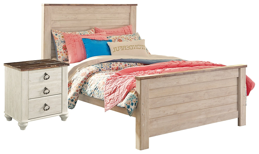 Willowton Twin Panel Bed with Nightstand Huntsville Furniture Outlet