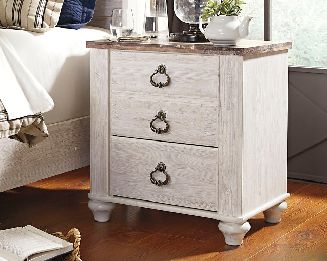 Willowton Twin Panel Bed with Nightstand Huntsville Furniture Outlet