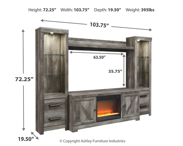 Wynnlow 4-Piece Entertainment Center with Electric Fireplace Huntsville Furniture Outlet