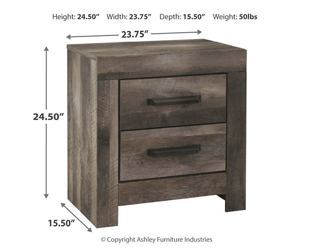 Wynnlow King Crossbuck Panel Bed with Mirrored Dresser, Chest and 2 Nightstands Huntsville Furniture Outlet