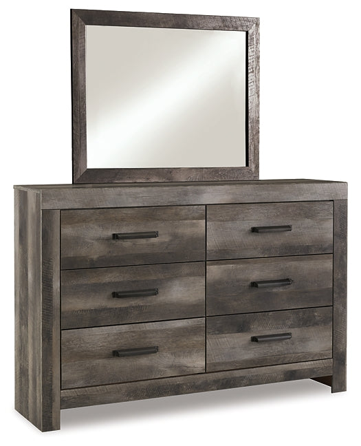 Wynnlow King Crossbuck Panel Bed with Mirrored Dresser, Chest and Nightstand Huntsville Furniture Outlet