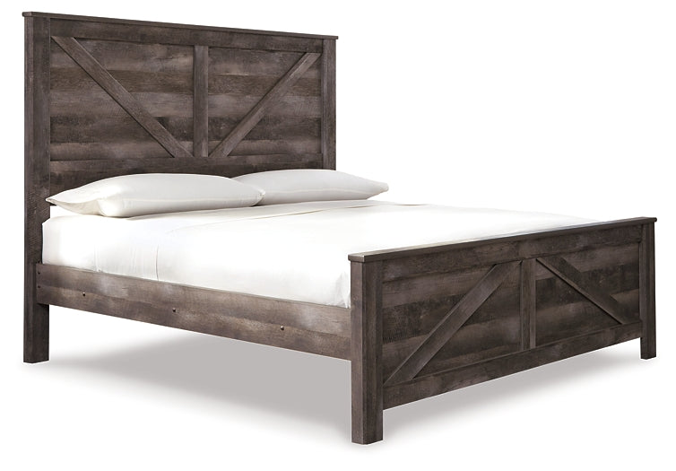 Wynnlow King Crossbuck Panel Bed with Mirrored Dresser, Chest and Nightstand Huntsville Furniture Outlet