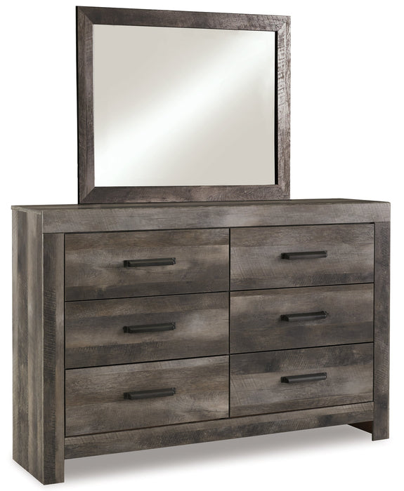 Wynnlow King Crossbuck Panel Bed with Mirrored Dresser Huntsville Furniture Outlet