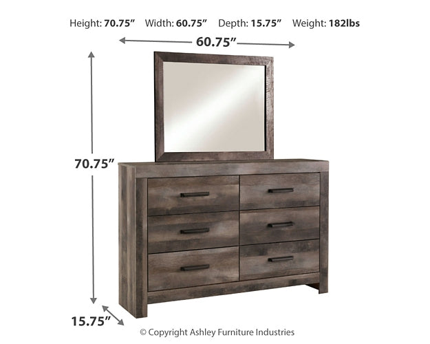 Wynnlow King Crossbuck Panel Bed with Mirrored Dresser Huntsville Furniture Outlet