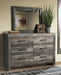 Wynnlow King Crossbuck Panel Bed with Mirrored Dresser and 2 Nightstands Huntsville Furniture Outlet