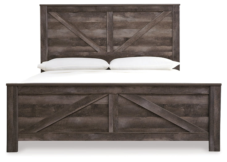 Wynnlow King Crossbuck Panel Bed with Mirrored Dresser and 2 Nightstands Huntsville Furniture Outlet