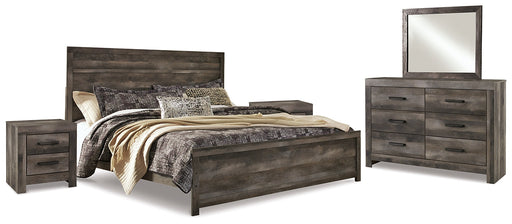 Wynnlow King Panel Bed with Mirrored Dresser and 2 Nightstands Huntsville Furniture Outlet