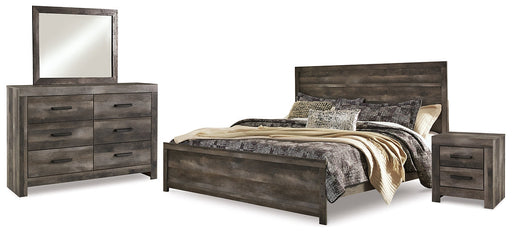 Wynnlow King Panel Bed with Mirrored Dresser and Nightstand Huntsville Furniture Outlet