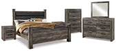 Wynnlow King Poster Bed with Mirrored Dresser, Chest and 2 Nightstands Huntsville Furniture Outlet