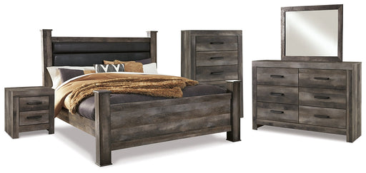 Wynnlow King Poster Bed with Mirrored Dresser, Chest and Nightstand Huntsville Furniture Outlet