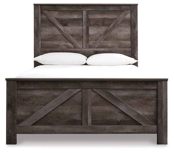 Wynnlow Queen Crossbuck Panel Bed with Mirrored Dresser, Chest and 2 Nightstands Huntsville Furniture Outlet