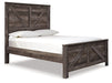 Wynnlow Queen Crossbuck Panel Bed with Mirrored Dresser and 2 Nightstands Huntsville Furniture Outlet