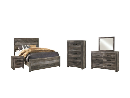 Wynnlow Queen Panel Bed with Mirrored Dresser, Chest and Nightstand Huntsville Furniture Outlet