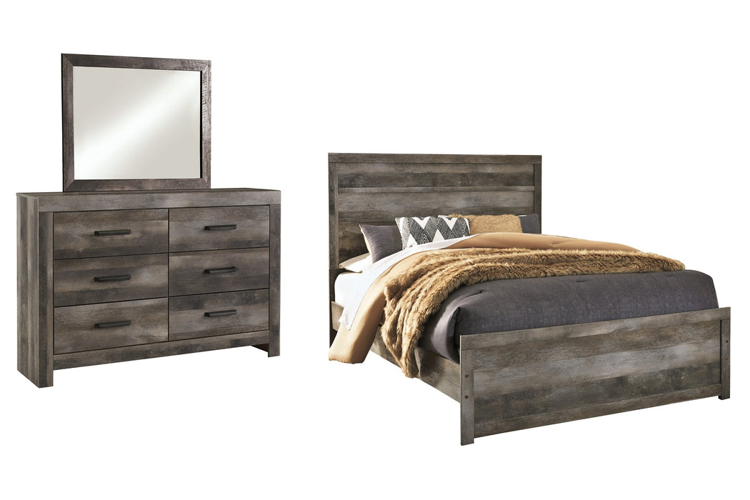 Wynnlow Queen Panel Bed with Mirrored Dresser Huntsville Furniture Outlet