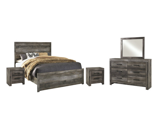 Wynnlow Queen Panel Bed with Mirrored Dresser and 2 Nightstands Huntsville Furniture Outlet