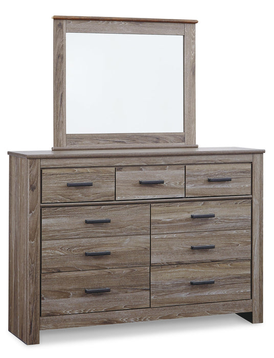 Zelen Full Panel Bed with Mirrored Dresser, Chest and 2 Nightstands Huntsville Furniture Outlet