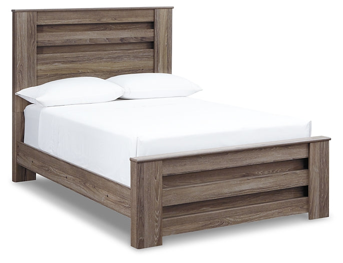 Zelen Full Panel Bed with Mirrored Dresser, Chest and 2 Nightstands Huntsville Furniture Outlet