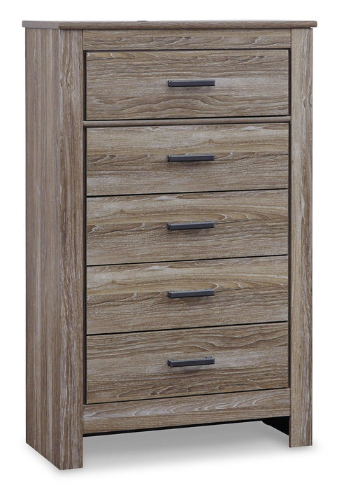 Zelen Full Panel Bed with Mirrored Dresser, Chest and 2 Nightstands Huntsville Furniture Outlet