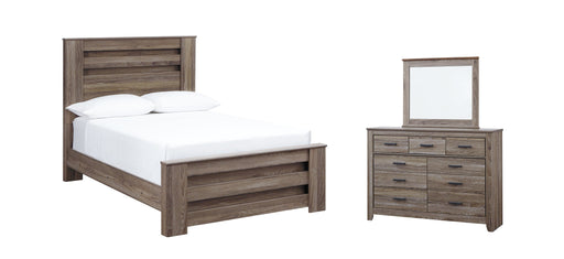 Zelen Full Panel Bed with Mirrored Dresser Huntsville Furniture Outlet