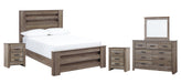 Zelen Full Panel Bed with Mirrored Dresser and 2 Nightstands Huntsville Furniture Outlet