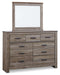 Zelen Full Panel Headboard with Mirrored Dresser, Chest and 2 Nightstands Huntsville Furniture Outlet