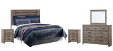 Zelen King/California King Panel Headboard with Mirrored Dresser and 2 Nightstands Huntsville Furniture Outlet