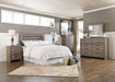 Zelen Queen/Full Panel Headboard with Mirrored Dresser, Chest and 2 Nightstands Huntsville Furniture Outlet