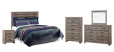 Zelen Queen/Full Panel Headboard with Mirrored Dresser, Chest and Nightstand Huntsville Furniture Outlet