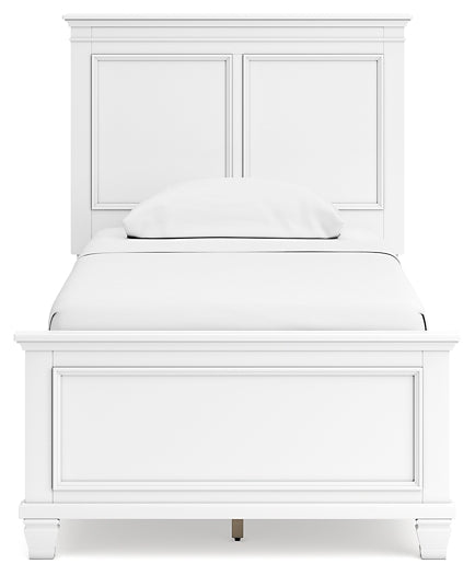 Fortman Twin Panel Bed with Mirrored Dresser