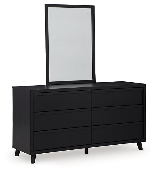 Danziar Queen Panel Bed with Mirrored Dresser