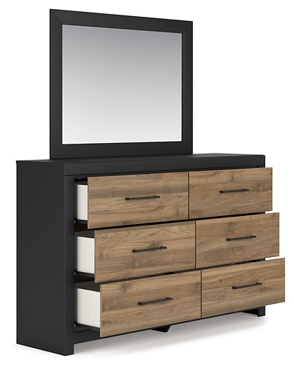 Vertani King Panel Bed with Mirrored Dresser and 2 Nightstands