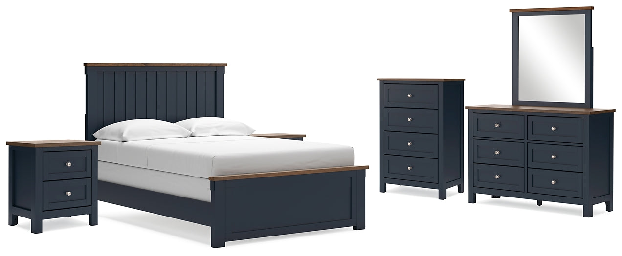 Landocken Full Panel Bed with Mirrored Dresser, Chest and 2 Nightstands