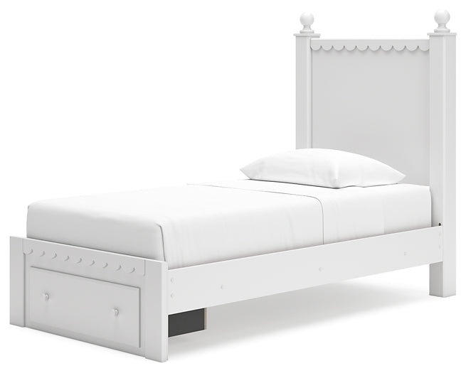 Mollviney Twin Panel Storage Bed with Mirrored Dresser