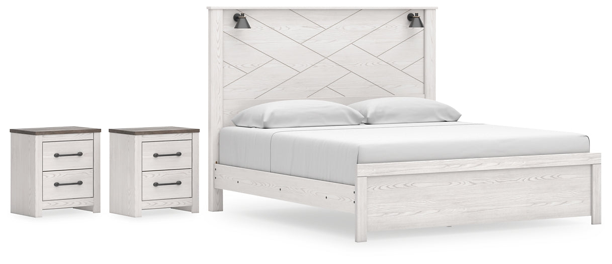 Gerridan King Panel Bed with 2 Nightstands