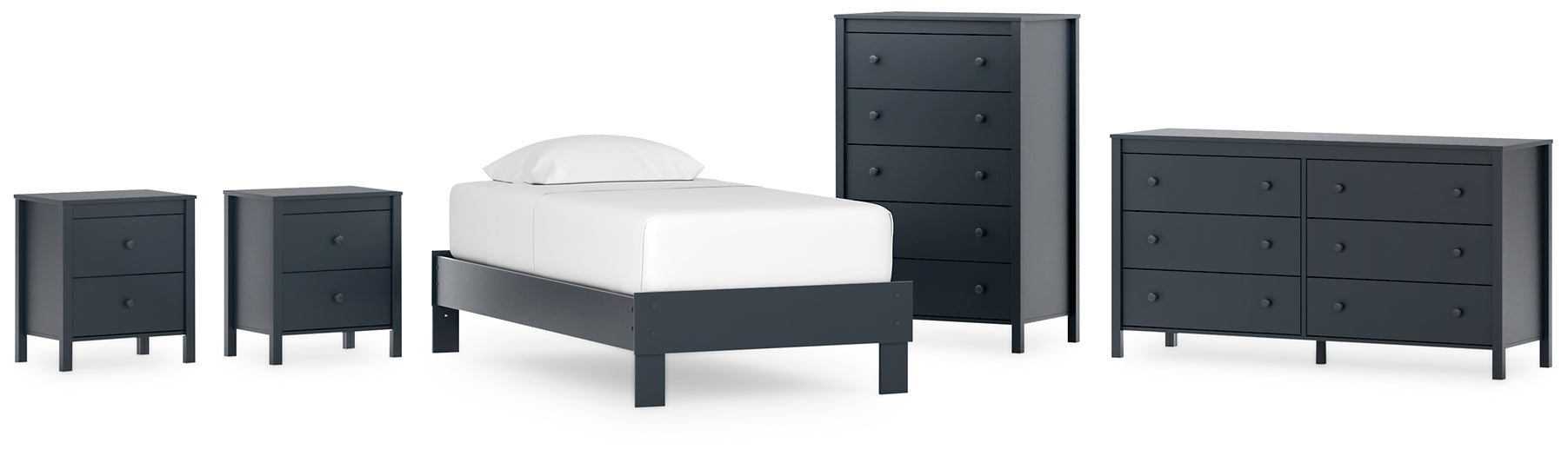 Simmenfort Twin Platform Bed with Dresser, Chest and 2 Nightstands