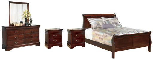 Alisdair Full Sleigh Bed with Mirrored Dresser and 2 Nightstands Huntsville Furniture Outlet