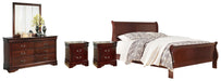 Alisdair Queen Sleigh Bed with Mirrored Dresser, Chest and 2 Nightstands Huntsville Furniture Outlet