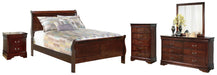 Alisdair Queen Sleigh Bed with Mirrored Dresser, Chest and Nightstand Huntsville Furniture Outlet