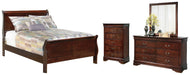 Alisdair Queen Sleigh Bed with Mirrored Dresser and Chest Huntsville Furniture Outlet