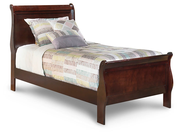 Alisdair Twin Sleigh Bed with Mirrored Dresser and 2 Nightstands Huntsville Furniture Outlet