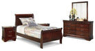 Alisdair Twin Sleigh Bed with Mirrored Dresser and 2 Nightstands Huntsville Furniture Outlet