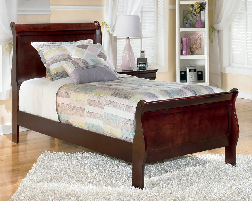 Alisdair Twin Sleigh Bed with Mirrored Dresser and 2 Nightstands Huntsville Furniture Outlet