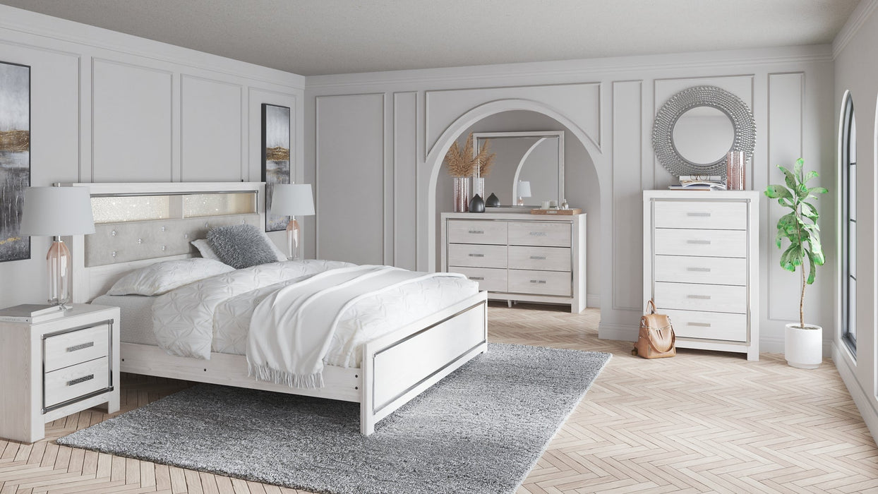 Altyra King Bookcase Headboard with Mirrored Dresser, Chest and 2 Nightstands Huntsville Furniture Outlet