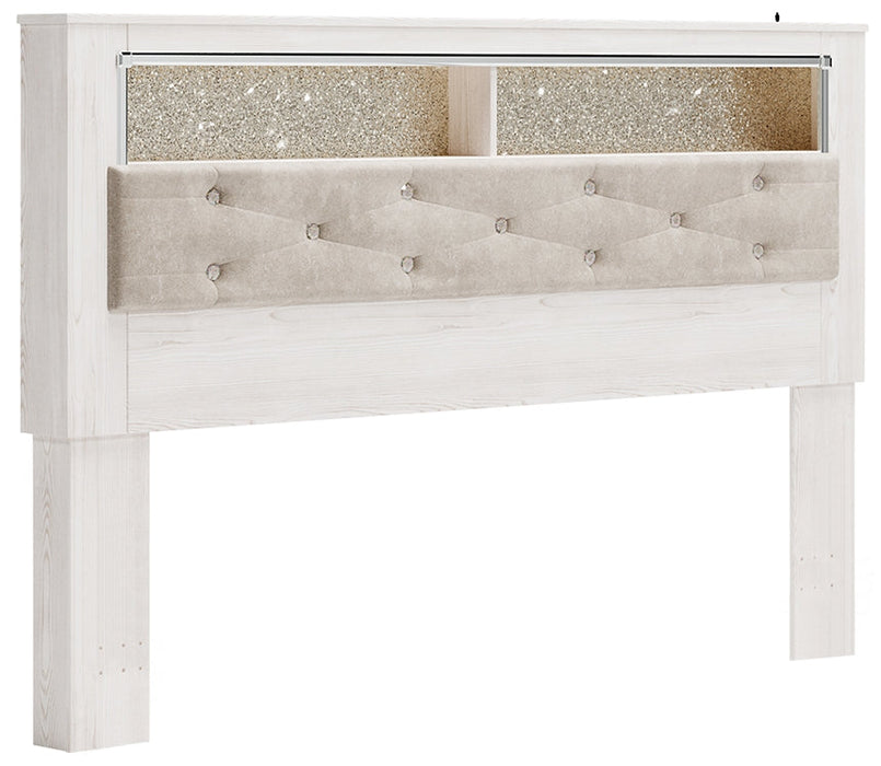 Altyra King Bookcase Headboard with Mirrored Dresser, Chest and 2 Nightstands Huntsville Furniture Outlet